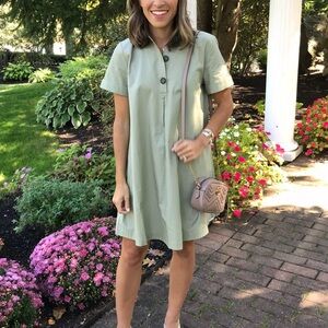 Who What Wear Green Buttoned Mini dress